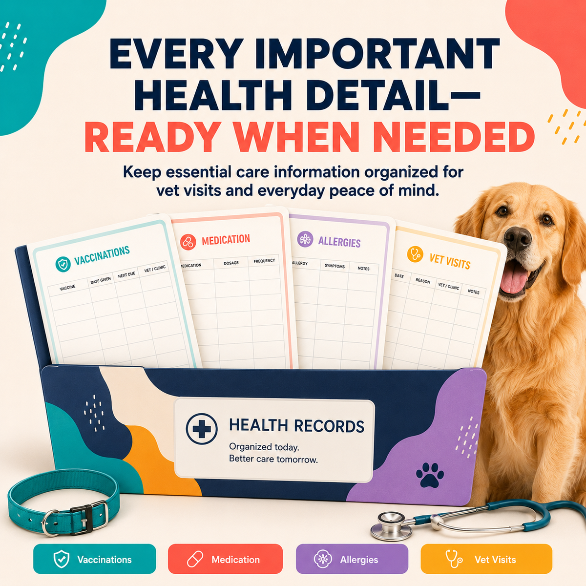 Dog Training Planner | 93-Page A4 Dog Training, Health & Care Organizer