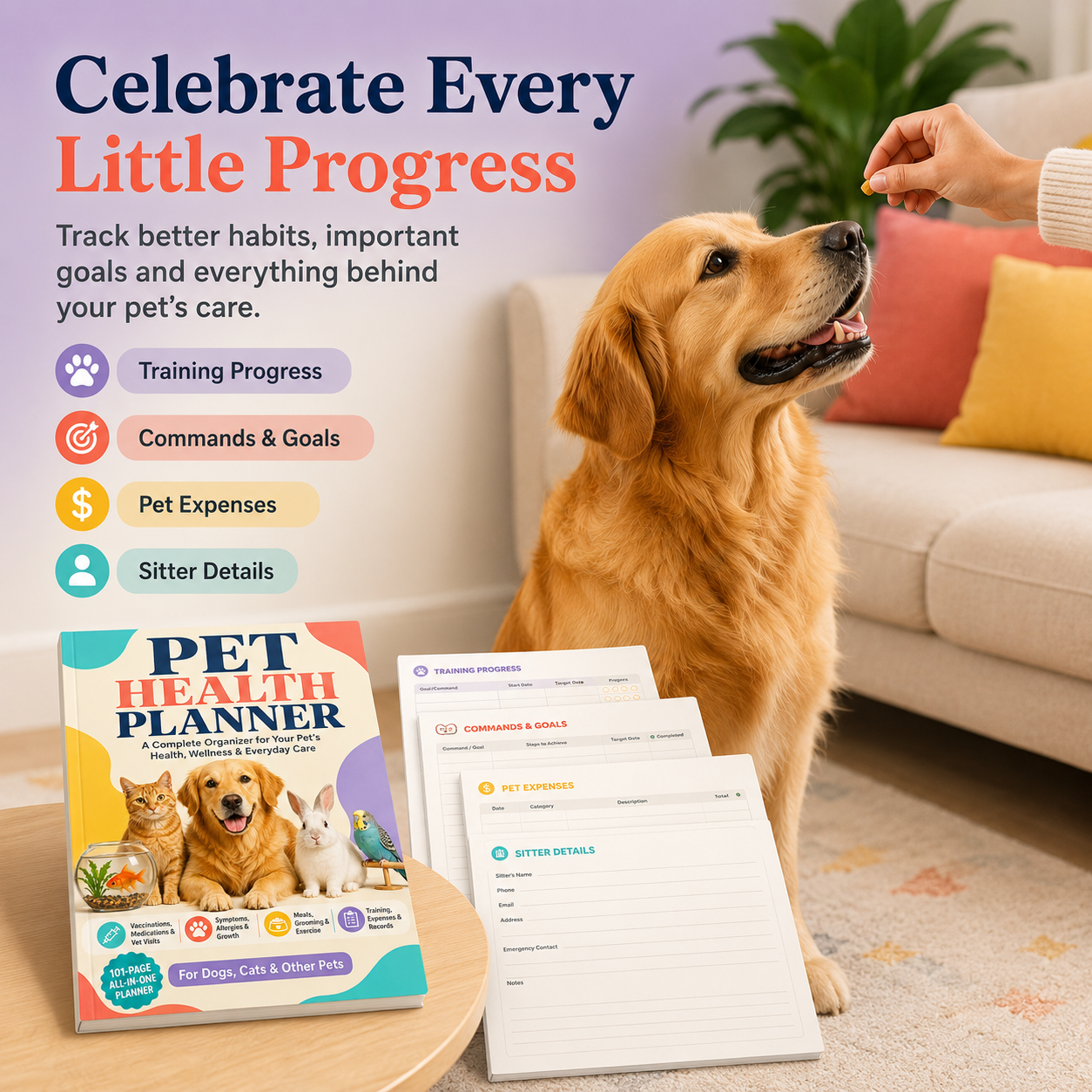 Pet Health Planner – Complete 101-Page Organizer for Vaccinations, Meds, Vet Visits & Everyday Care