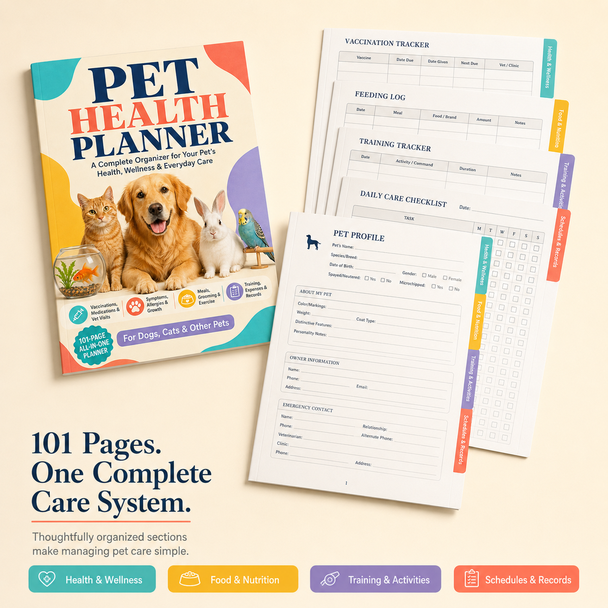 Pet Health Planner – Complete 101-Page Organizer for Vaccinations, Meds, Vet Visits & Everyday Care