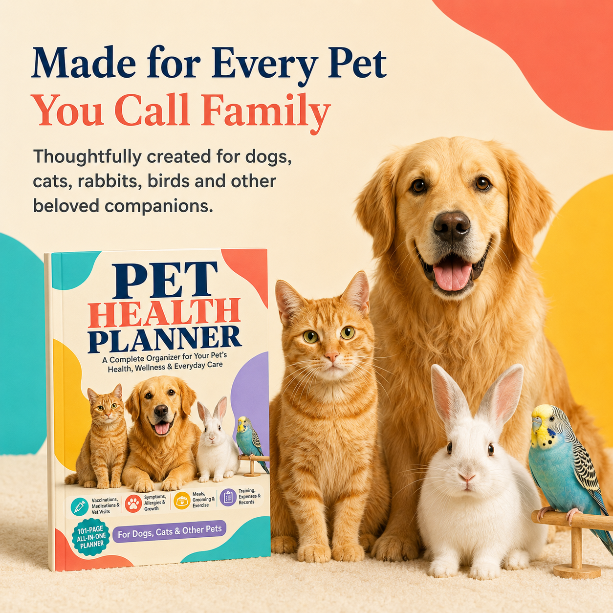Pet Health Planner – Complete 101-Page Organizer for Vaccinations, Meds, Vet Visits & Everyday Care