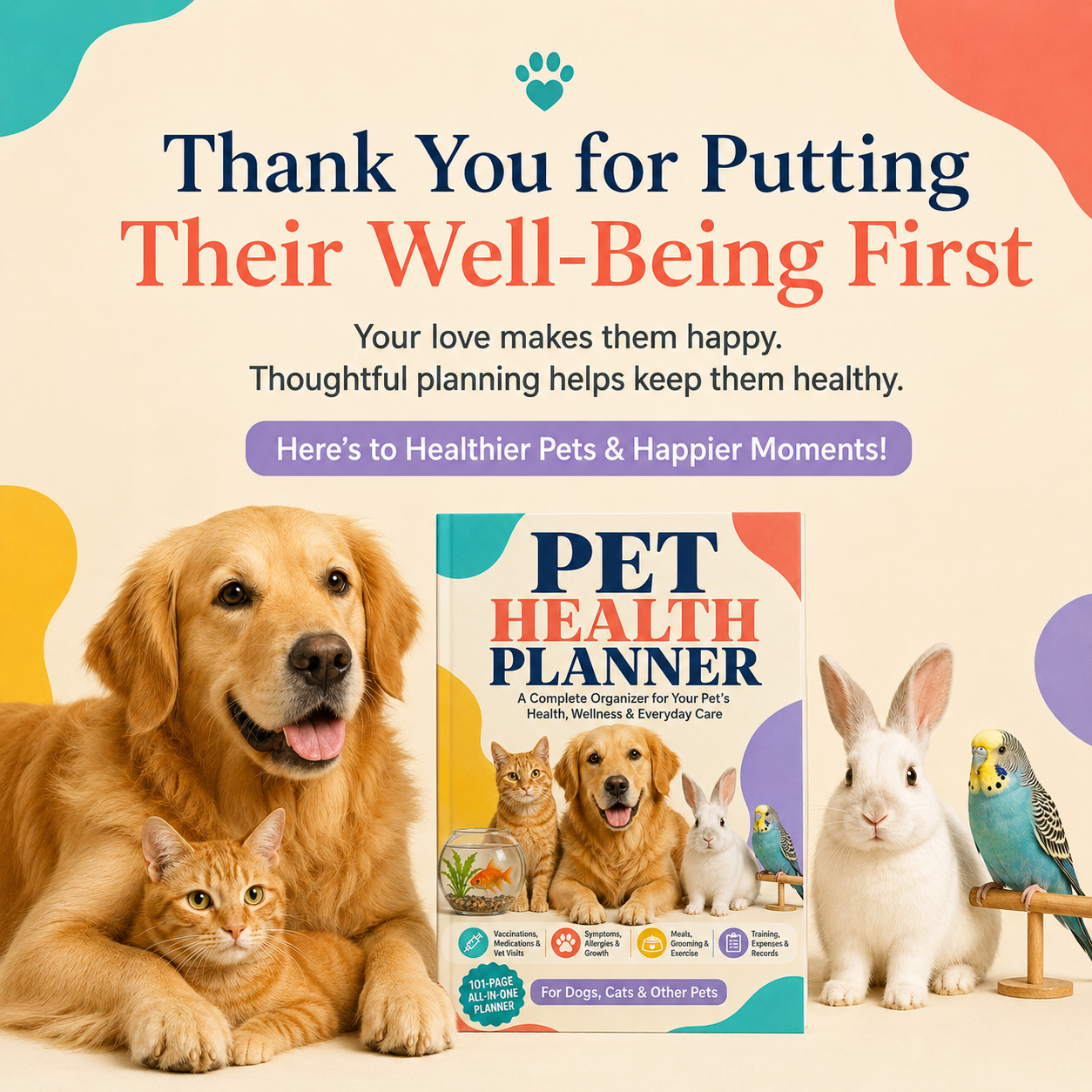 Pet Health Planner – Complete 101-Page Organizer for Vaccinations, Meds, Vet Visits & Everyday Care