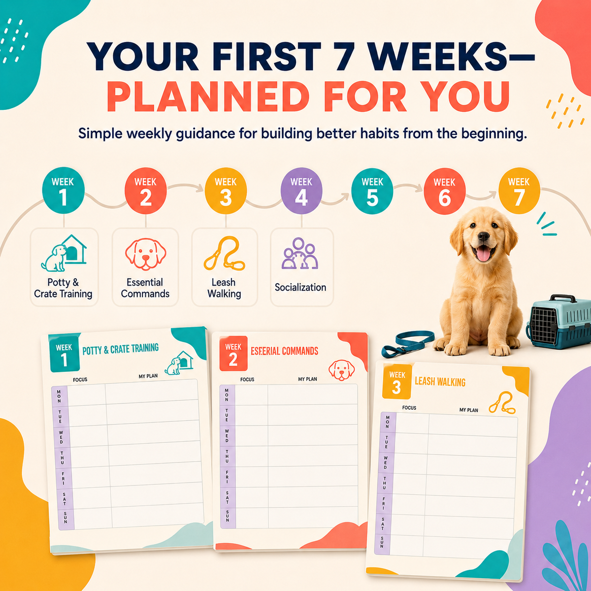 Dog Training Planner | 93-Page A4 Dog Training, Health & Care Organizer