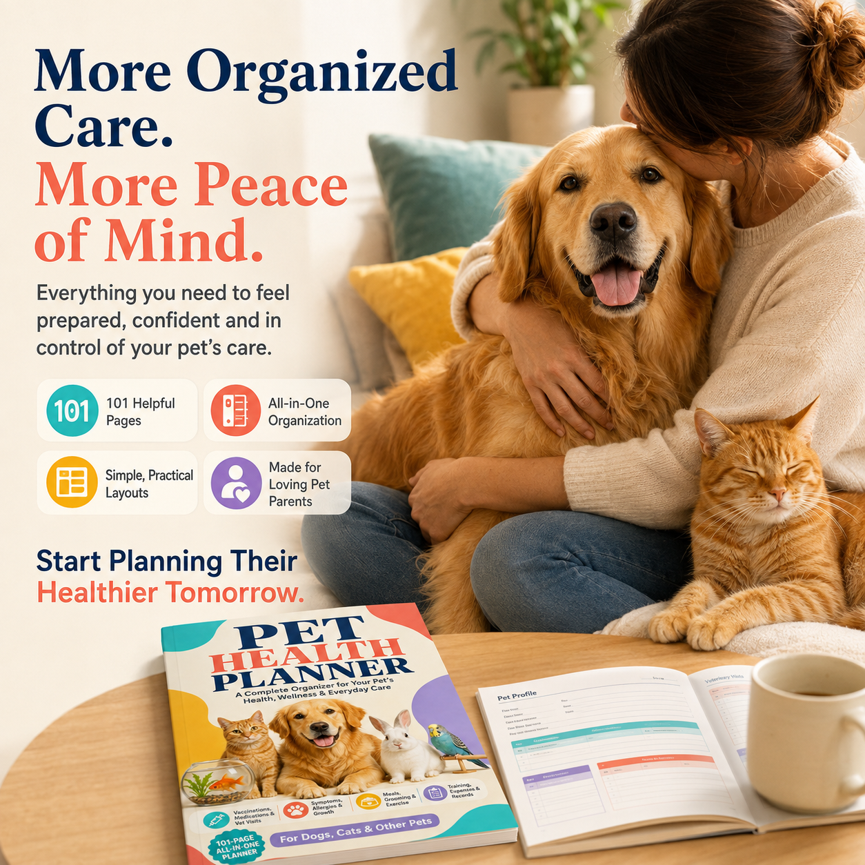 Pet Health Planner – Complete 101-Page Organizer for Vaccinations, Meds, Vet Visits & Everyday Care